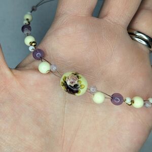 1928 brand beaded necklace and bracelet set, floral lilac